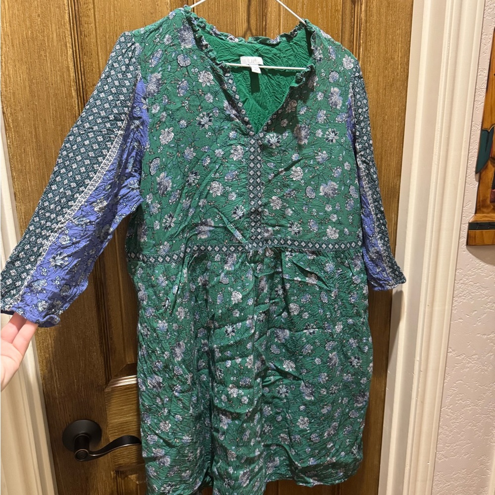 J. Jill Green and Blue Floral Kids Dress